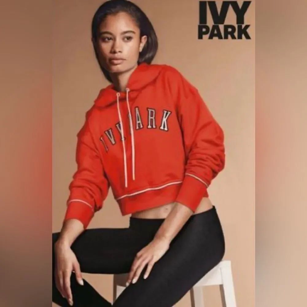 IVY PARK Bold Red Baseball Cropped Hoodie XL